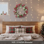 3PCS Set Christmas Door Wreath With Pine Cones & Greenery 13 Red Berry Holly Wreath For Holiday Home Decor FBA Shipment