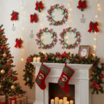 3PCS Set Christmas Door Wreath With Pine Cones & Greenery 13 Red Berry Holly Wreath For Holiday Home Decor FBA Shipment